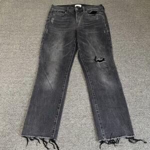 Pistola Jeans Women's Size 29 Black Denim Distressed Raw Hem Straight Leg Casual